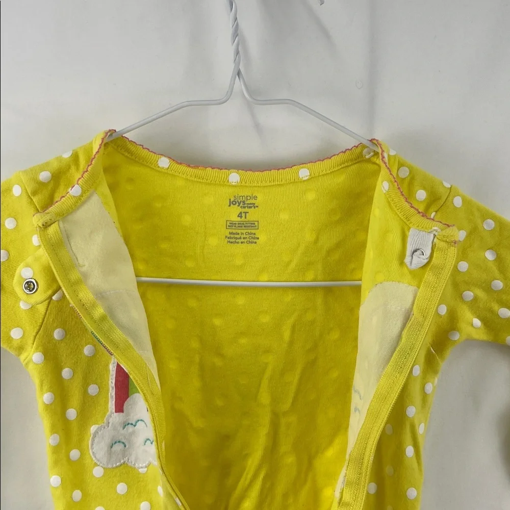 Simple Joy - Girl’s Sleep n Play - Size 4t - Yellow and White Dot - Rainbow